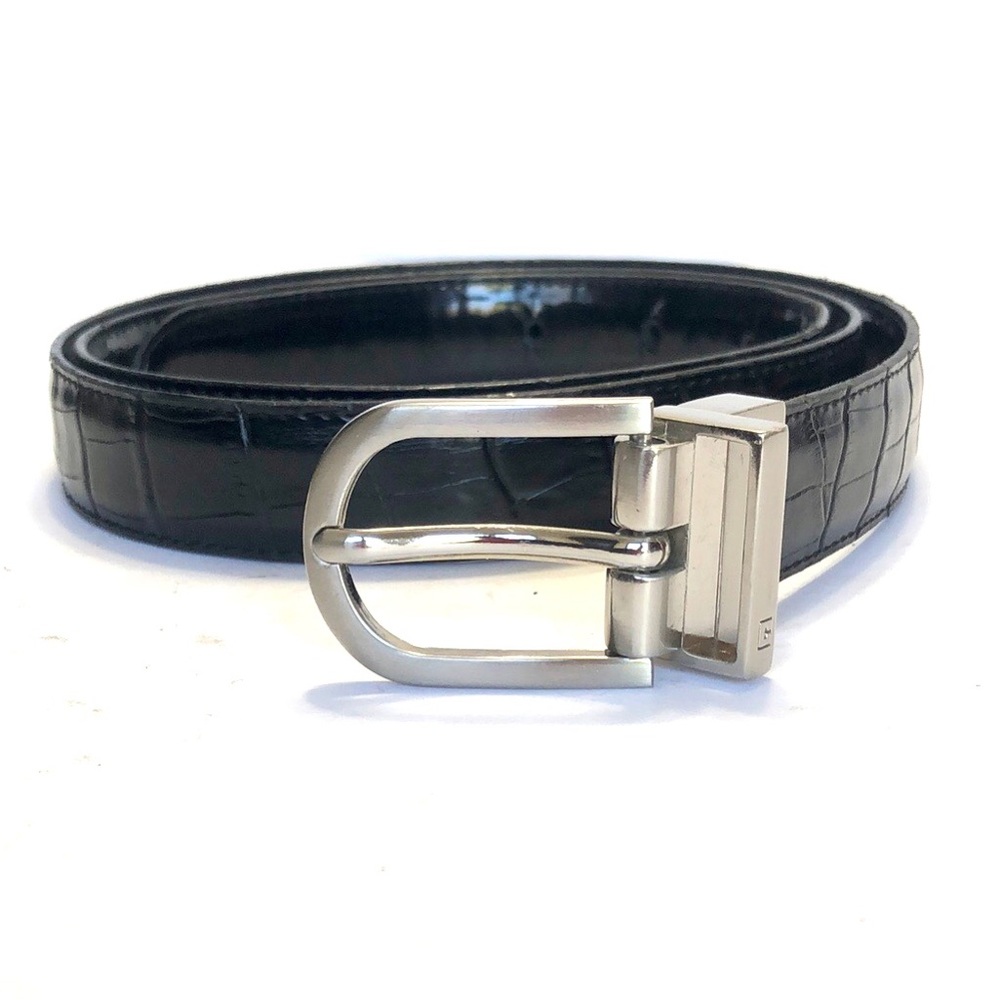 Black Reversible Croc Embossed Patent Leather Belt size XL